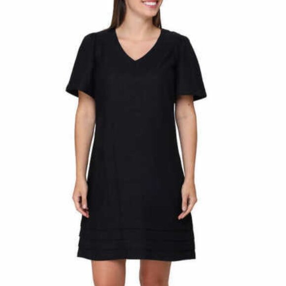 Nicole Miller Women's Linen Blend Shift Midi Dress Size XXL Black Casual (NEW) - Picture 14 of 14